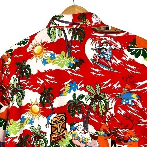 4 for $40 SALE! SSLR Christmas Paradise Hawaiian Shirt, Red Print, Size L - Picture 10 of 12